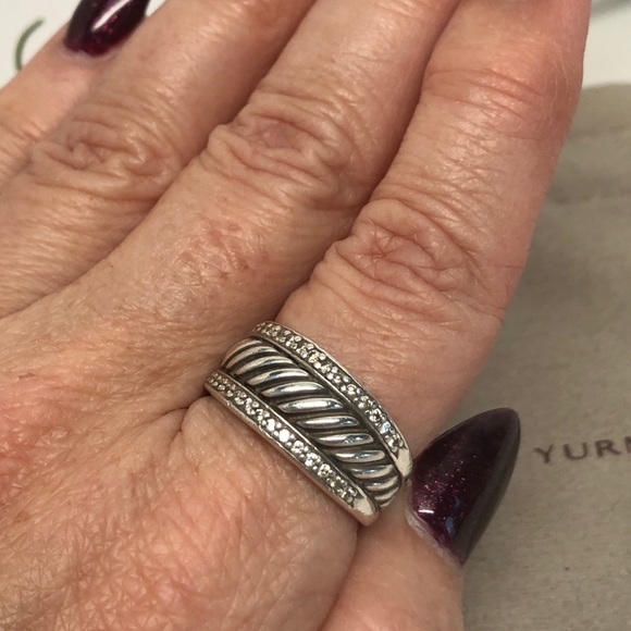 David Yurman Diamond Thoroughbred Cable Band Ring .925 - Picture 4 of 10